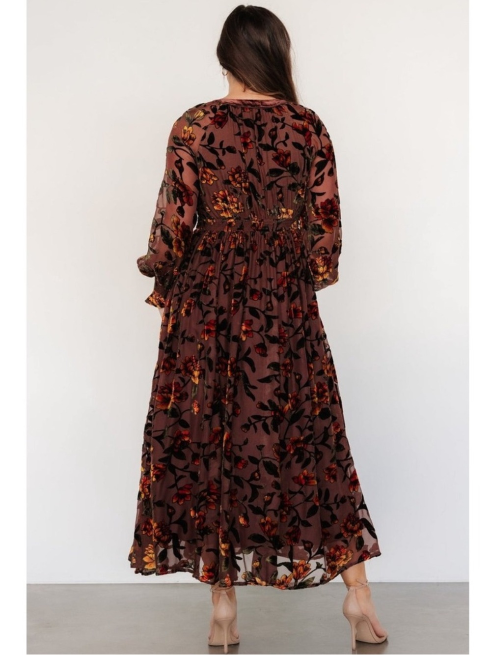 NWT In Loom Velvet Burnout Floral Midi Dress, Size M - Picture 2 of 12
